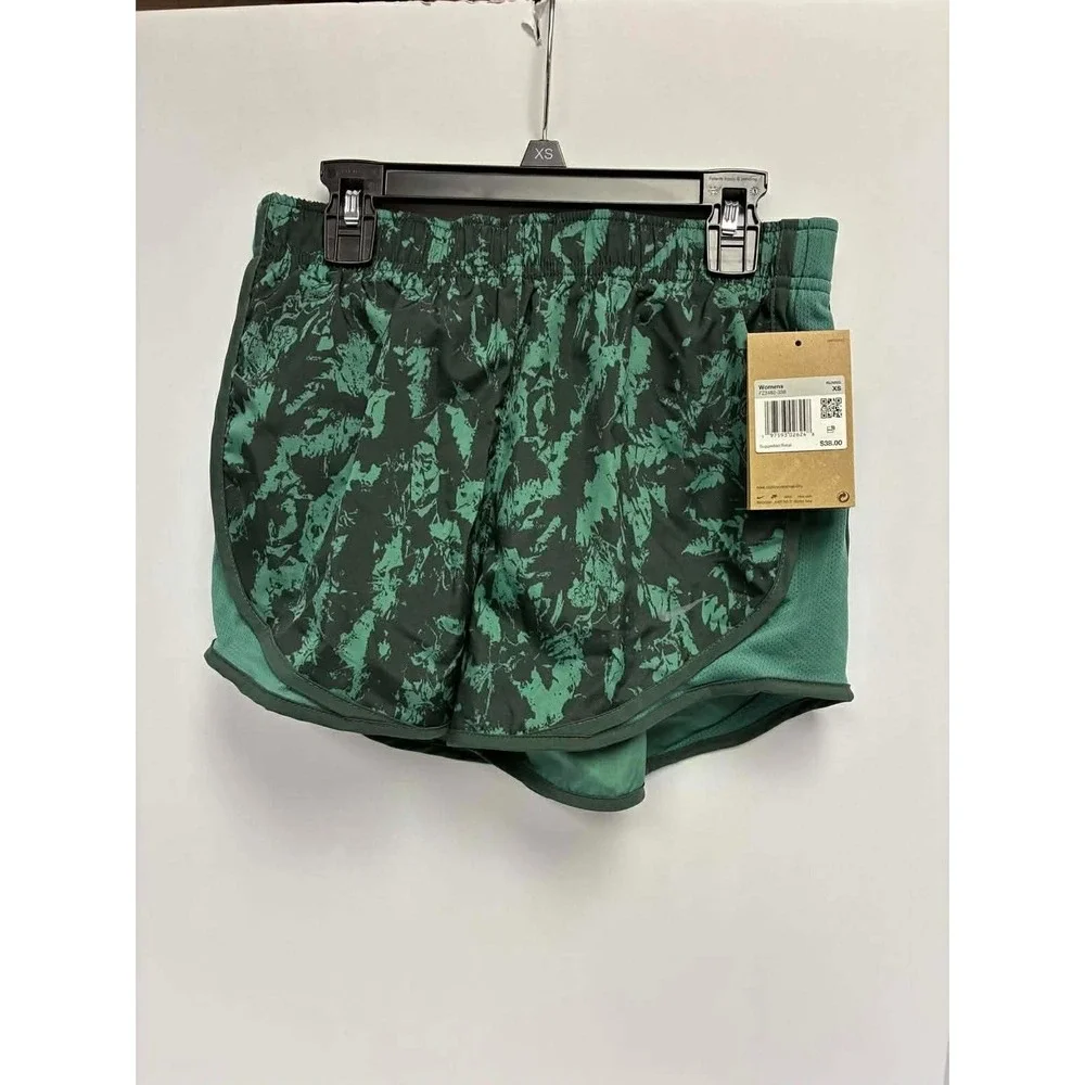 Nike Womens Green Printed Tempo Dri Fit Brief Lined Running Shorts Size XS NWT